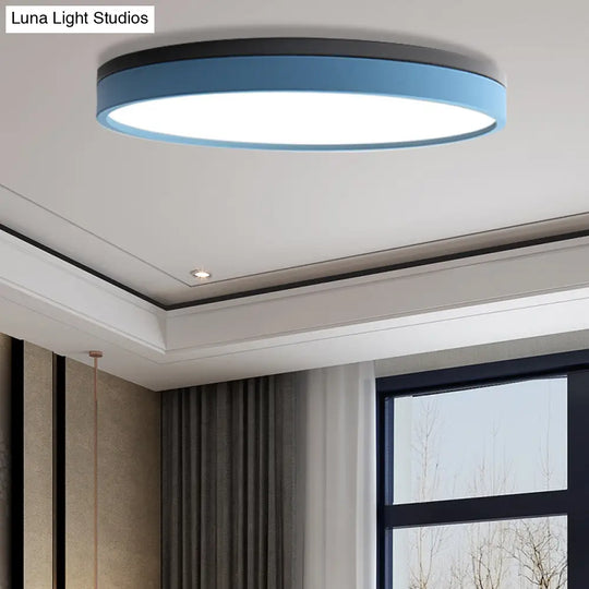 Nordic Tambour Led Ceiling Light In White With 12/16/19.5 Inch Diameter And Color Options Blue /