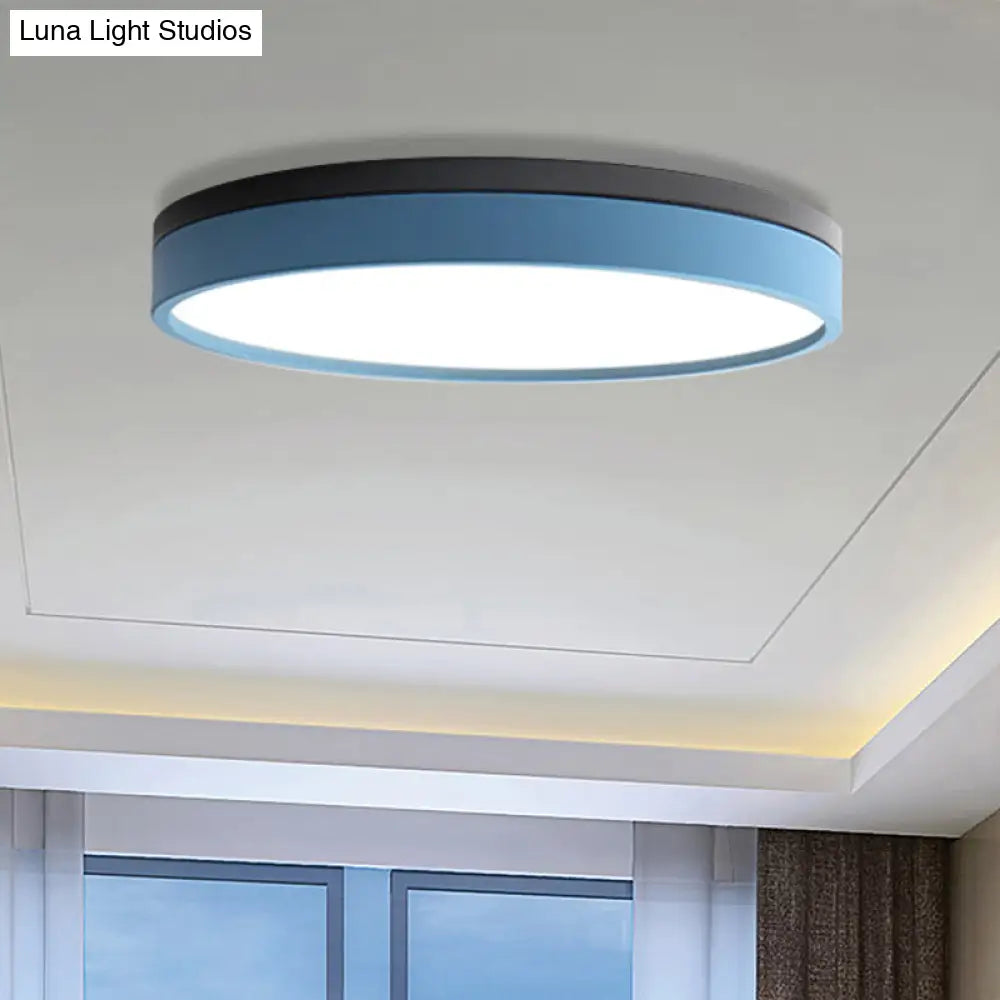 Nordic Tambour Led Ceiling Light In White With 12/16/19.5 Inch Diameter And Color Options Blue / 16