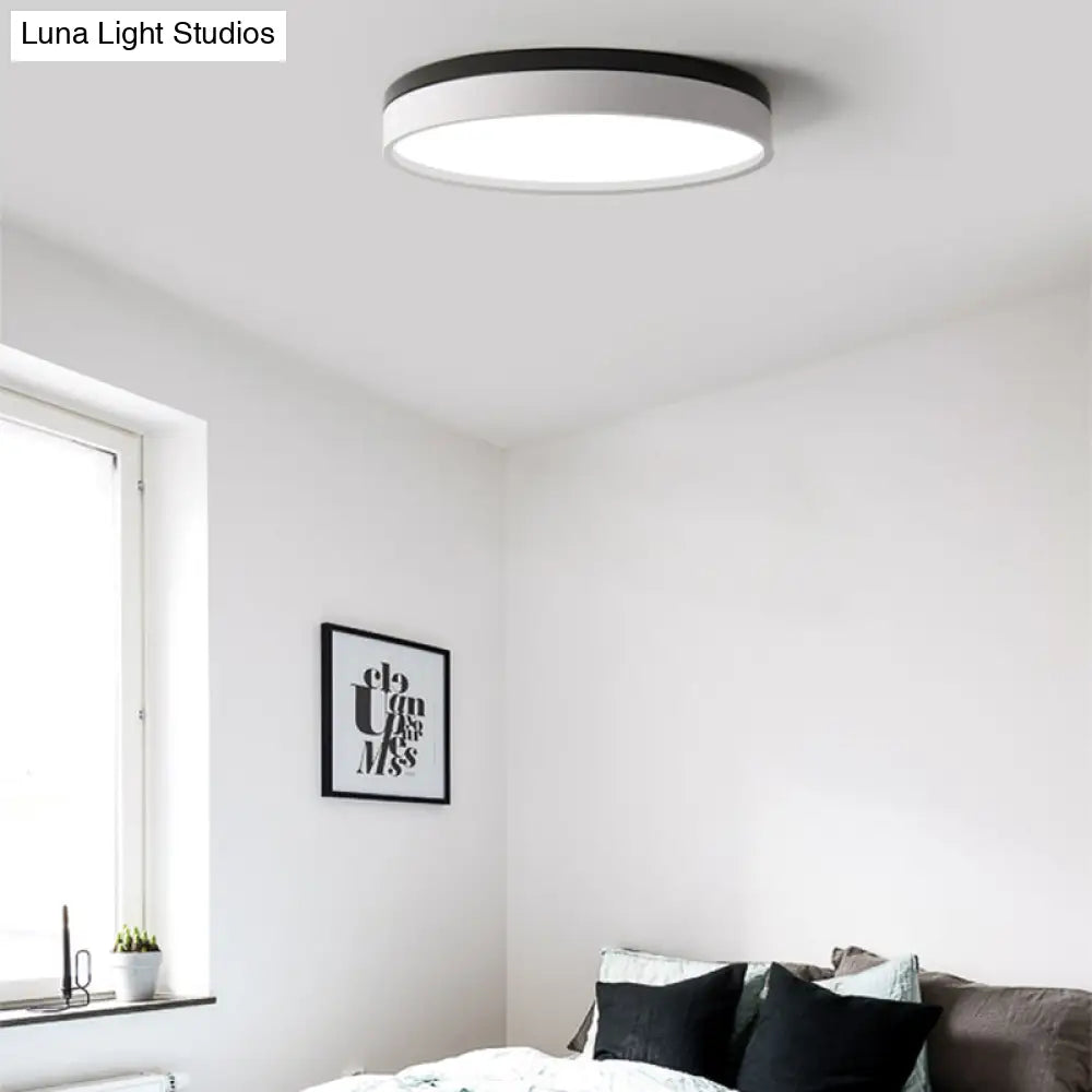 Nordic Tambour Led Ceiling Light In White With 12/16/19.5 Inch Diameter And Color Options