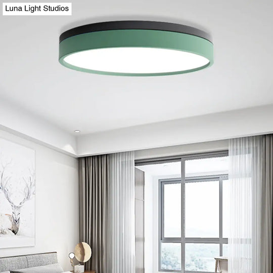 Nordic Tambour Led Ceiling Light In White With 12/16/19.5 Inch Diameter And Color Options Green / 16