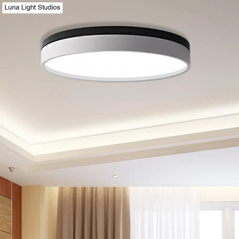 Nordic Tambour Led Ceiling Light In White With 12/16/19.5 Inch Diameter And Color Options / 16