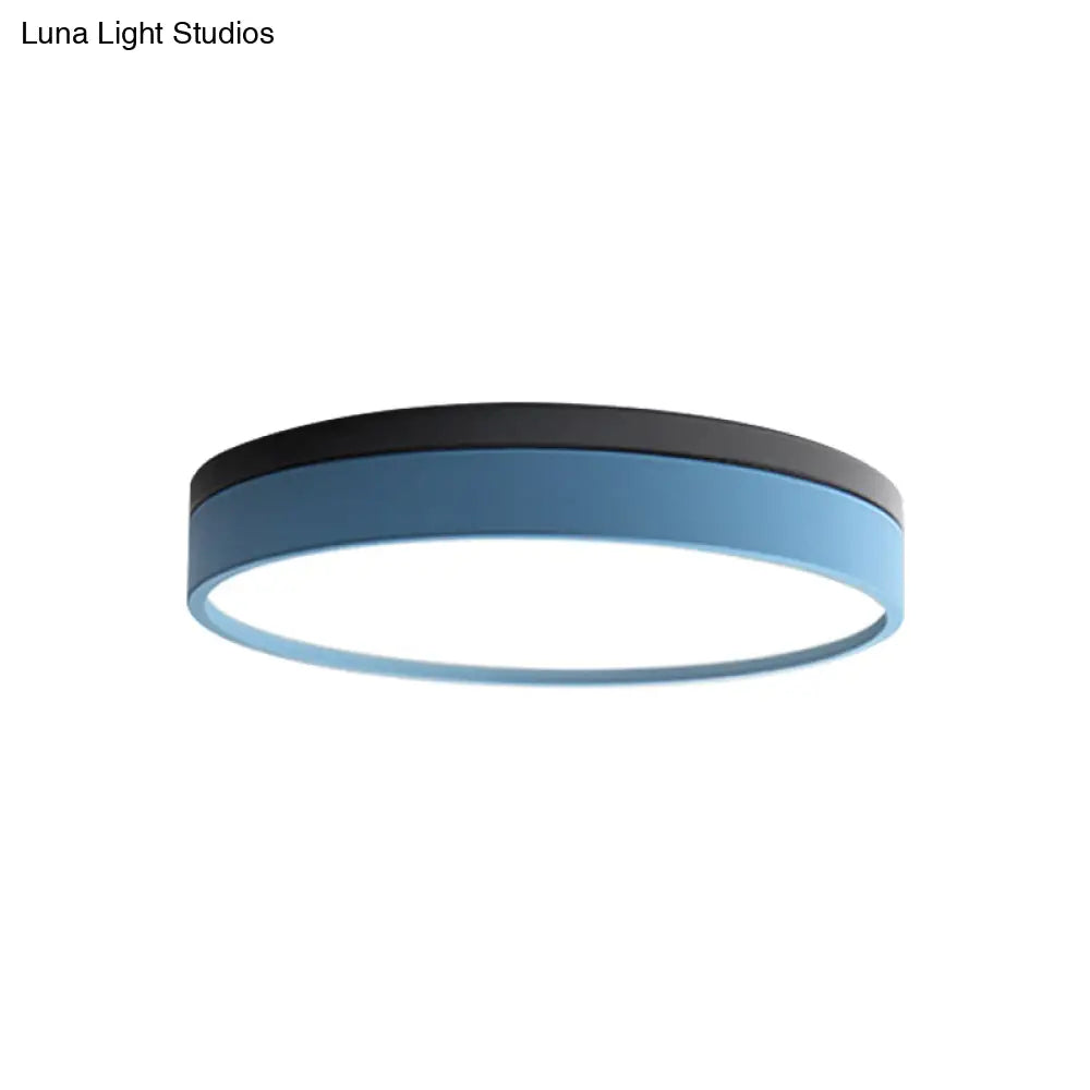 Nordic Tambour Led Ceiling Light In White With 12/16/19.5 Inch Diameter And Color Options