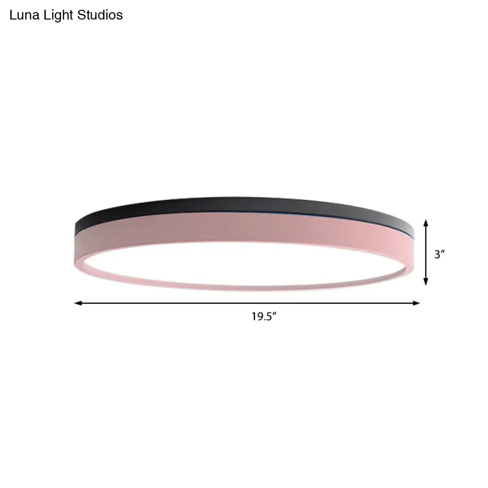 Nordic Tambour Led Ceiling Light In White With 12/16/19.5 Inch Diameter And Color Options