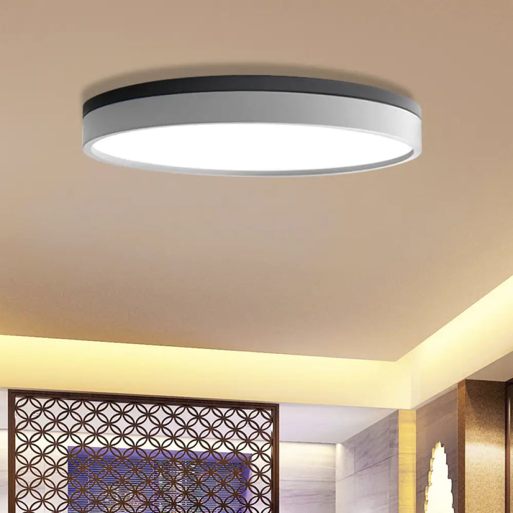Nordic Tambour Led Ceiling Light In White With 12/16/19.5 Inch Diameter And Color Options / 19.5’