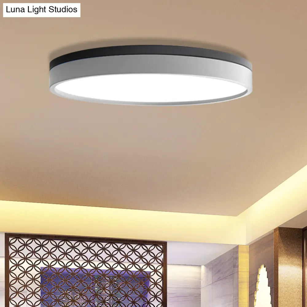 Nordic Tambour Led Ceiling Light In White With 12/16/19.5 Inch Diameter And Color Options / 19.5