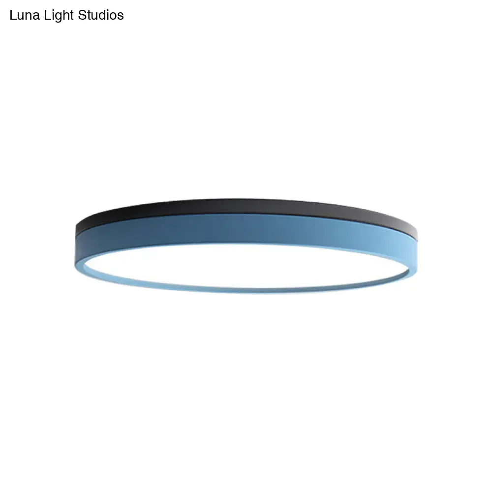 Nordic Tambour Led Ceiling Light In White With 12/16/19.5 Inch Diameter And Color Options