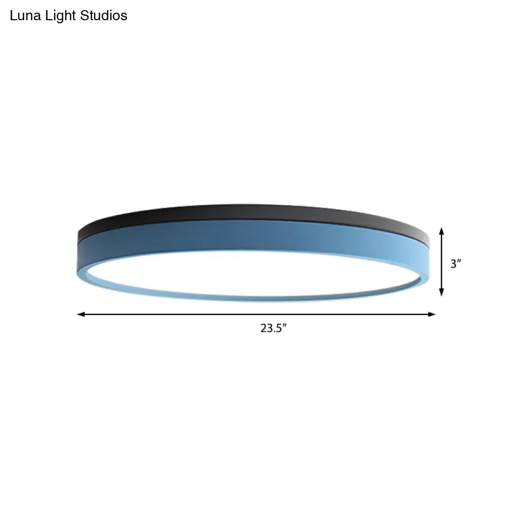 Nordic Tambour Led Ceiling Light In White With 12/16/19.5 Inch Diameter And Color Options