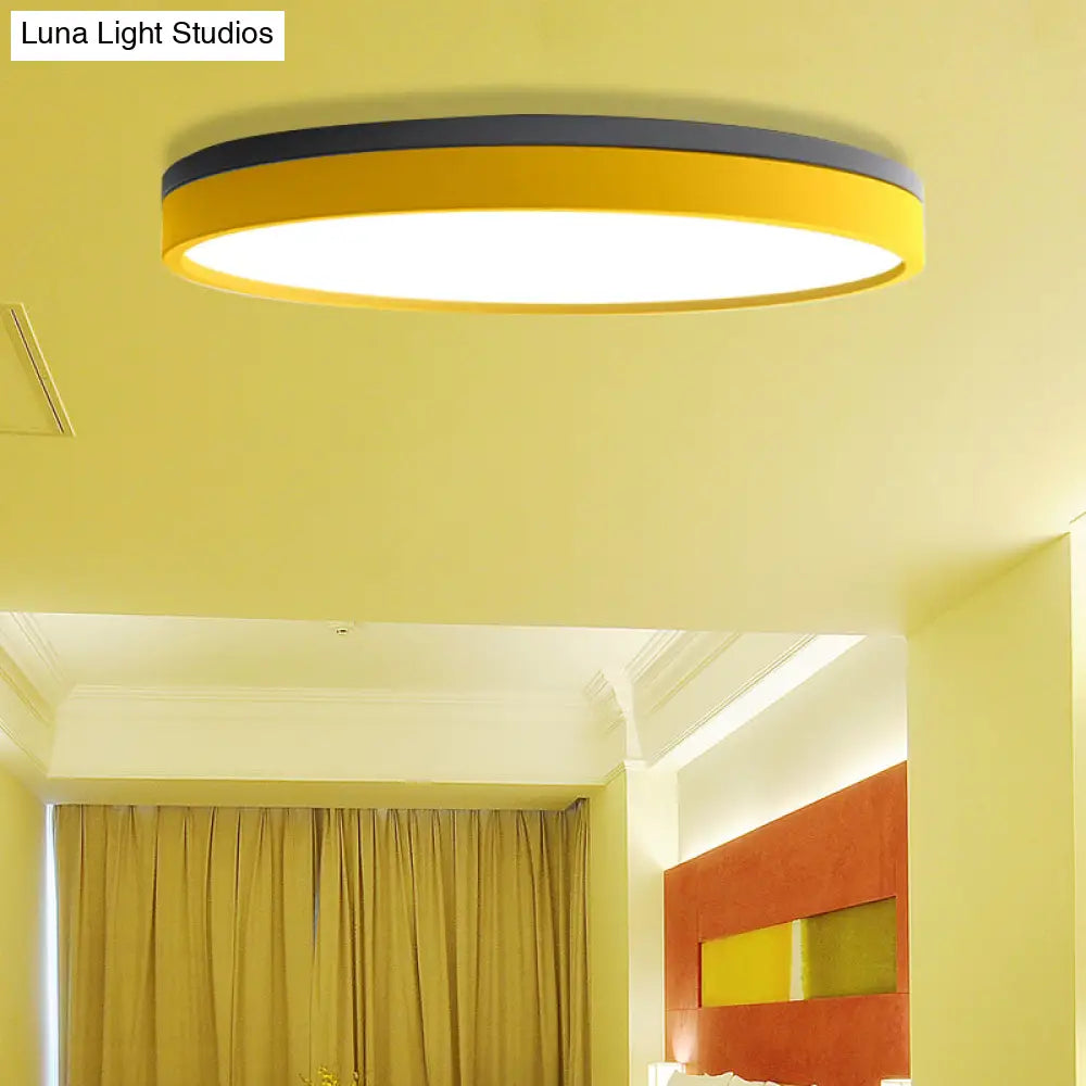 Nordic Tambour Led Ceiling Light In White With 12/16/19.5 Inch Diameter And Color Options Yellow /