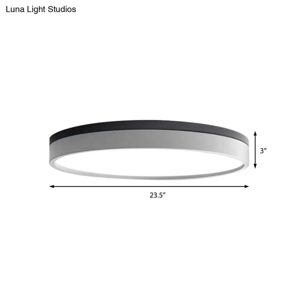 Nordic Tambour Led Ceiling Light In White With 12/16/19.5 Inch Diameter And Color Options