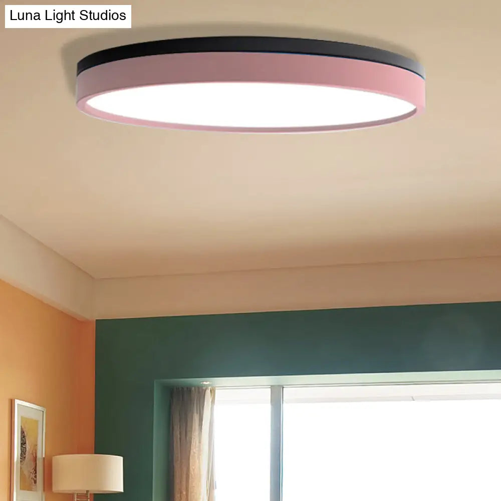 Nordic Tambour Led Ceiling Light In White With 12/16/19.5 Inch Diameter And Color Options Pink /