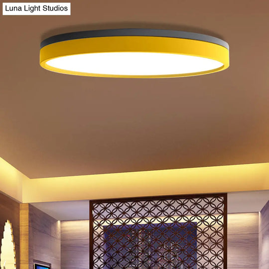 Nordic Tambour Led Ceiling Light In White With 12/16/19.5 Inch Diameter And Color Options Yellow /