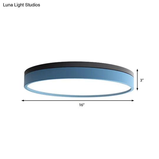 Nordic Tambour Led Ceiling Light In White With 12/16/19.5 Inch Diameter And Color Options