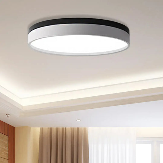 Nordic Tambour Led Ceiling Light In White With 12/16/19.5 Inch Diameter And Color Options / 16’