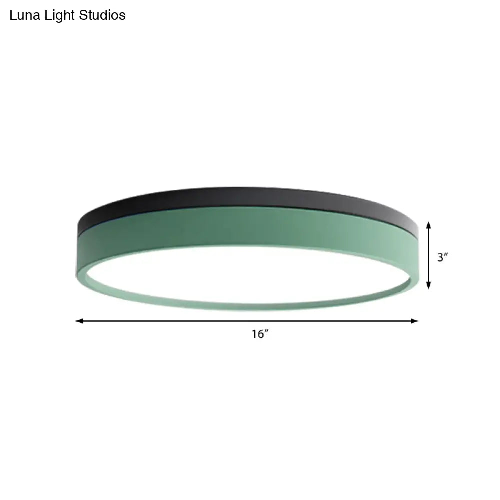 Nordic Tambour Led Ceiling Light In White With 12/16/19.5 Inch Diameter And Color Options