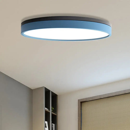 Nordic Tambour Led Ceiling Light In White With 12/16/19.5 Inch Diameter And Color Options Blue /