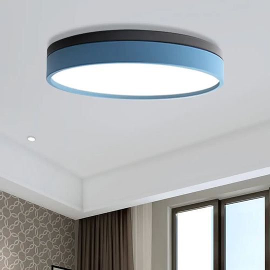 Nordic Tambour Led Ceiling Light In White With 12/16/19.5 Inch Diameter And Color Options Blue / 12’