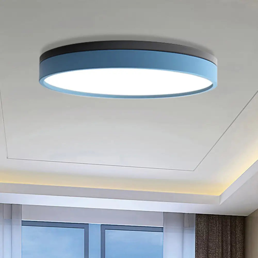 Nordic Tambour Led Ceiling Light In White With 12/16/19.5 Inch Diameter And Color Options Blue / 16’