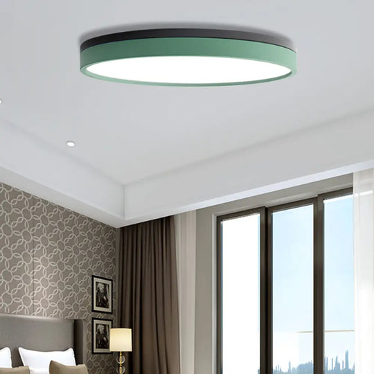 Nordic Tambour Led Ceiling Light In White With 12/16/19.5 Inch Diameter And Color Options Green /