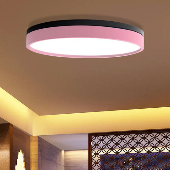 Nordic Tambour Led Ceiling Light In White With 12/16/19.5 Inch Diameter And Color Options Pink / 16’