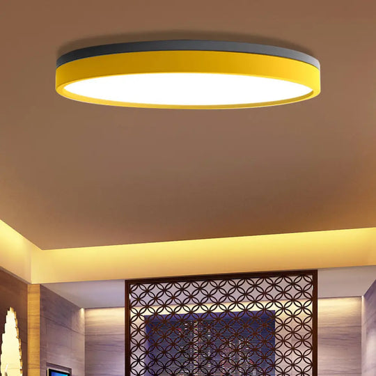 Nordic Tambour Led Ceiling Light In White With 12/16/19.5 Inch Diameter And Color Options Yellow /