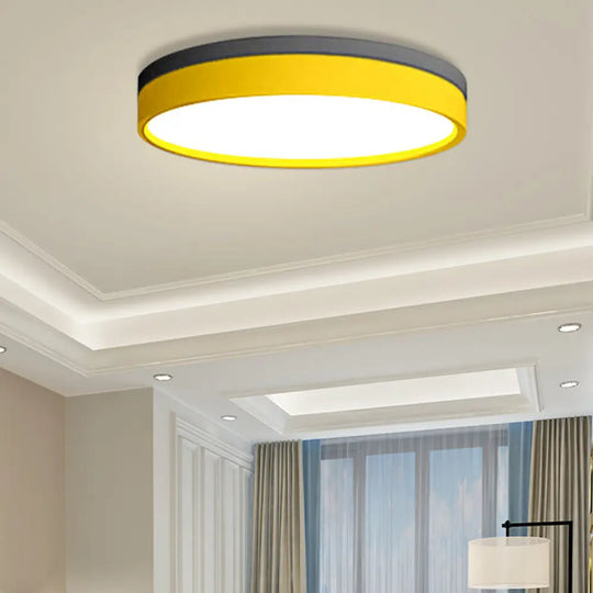 Nordic Tambour Led Ceiling Light In White With 12/16/19.5 Inch Diameter And Color Options Yellow /