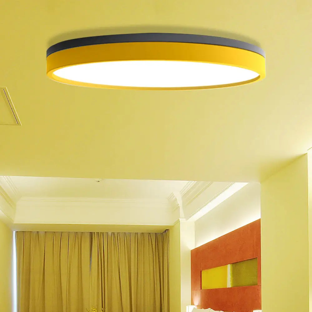 Nordic Tambour Led Ceiling Light In White With 12/16/19.5 Inch Diameter And Color Options Yellow /