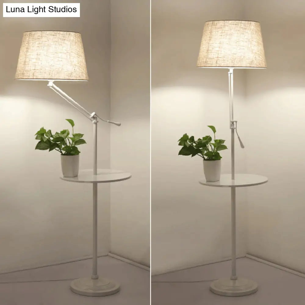 Nordic Tapered Drum Floor Lamp: Stylish Single-Bulb Standing Light With Tray