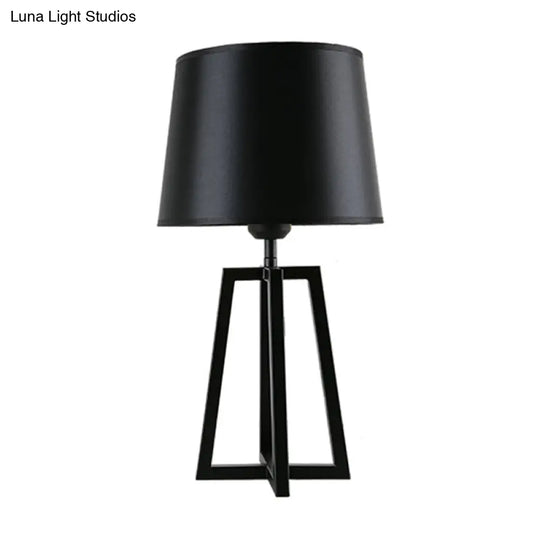 Nordic Tapered Shade Night Lamp - Black/White Table Stand Light With Trapezoid Base