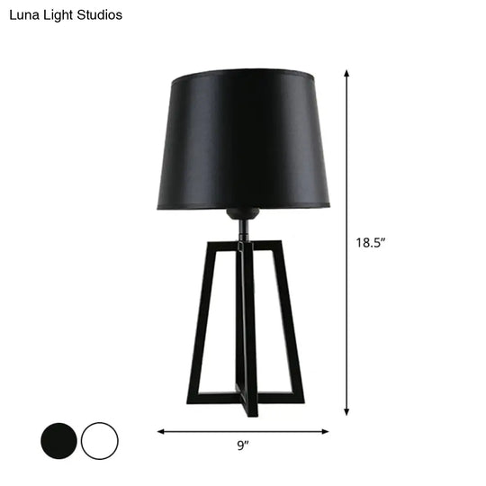 Nordic Tapered Shade Night Lamp - Black/White Table Stand Light With Trapezoid Base