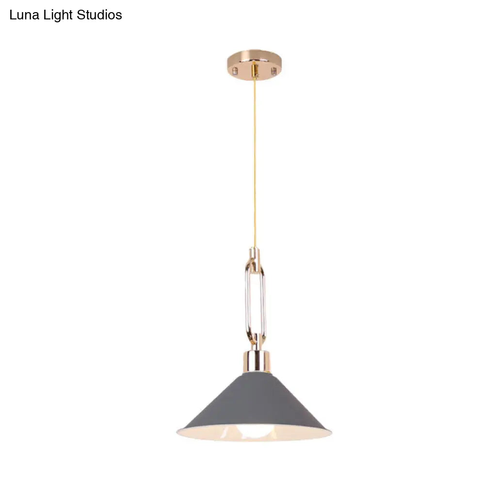 Nordic Tapered Shade Pendant Light: Sleek Metal Hanging Lamp (1 Bulb) In Black/White - Ideal For