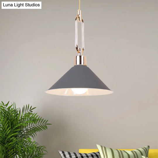 Nordic Tapered Shade Pendant Light: Sleek Metal Hanging Lamp (1 Bulb) In Black/White - Ideal For