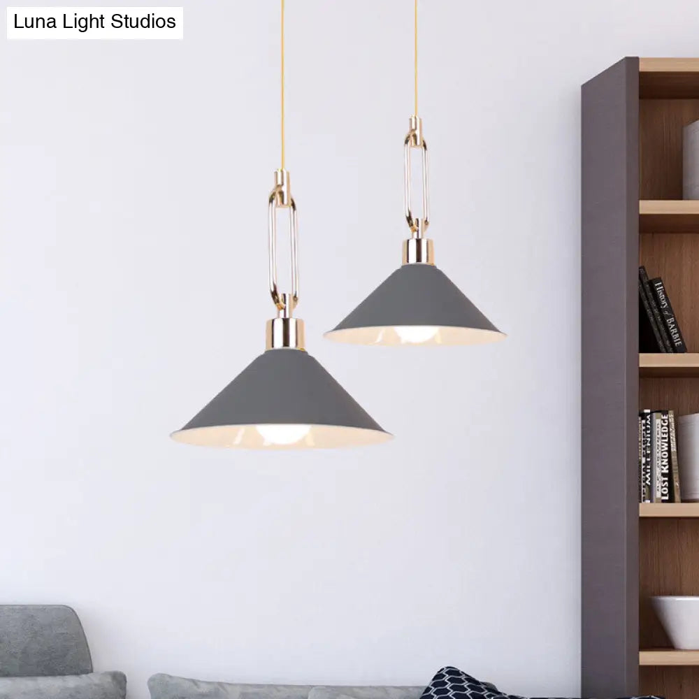 Nordic Tapered Shade Pendant Light: Sleek Metal Hanging Lamp (1 Bulb) In Black/White - Ideal For