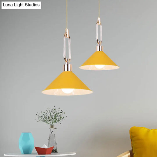 Nordic Tapered Shade Pendant Light: Sleek Metal Hanging Lamp (1 Bulb) In Black/White - Ideal For