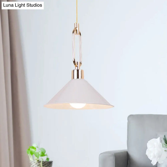 Nordic Tapered Shade Pendant Light: Sleek Metal Hanging Lamp (1 Bulb) In Black/White - Ideal For