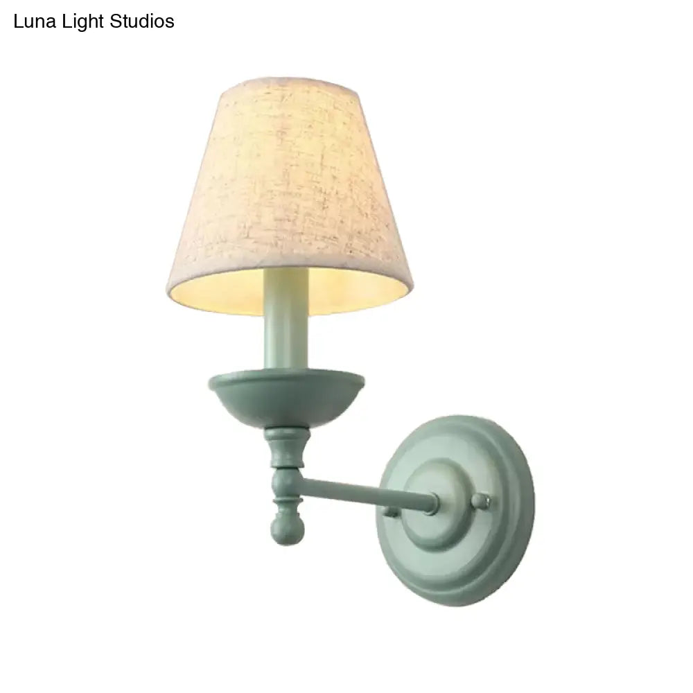 Nordic Tapered Wall Sconce In Green Metal With 1 Light