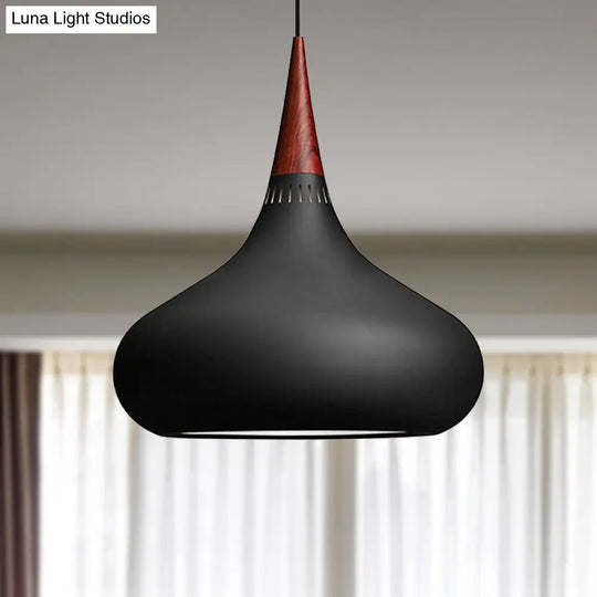 8/11/12W Teardrop Pendant Light Nordic Metal Black/White/Pink Hanging