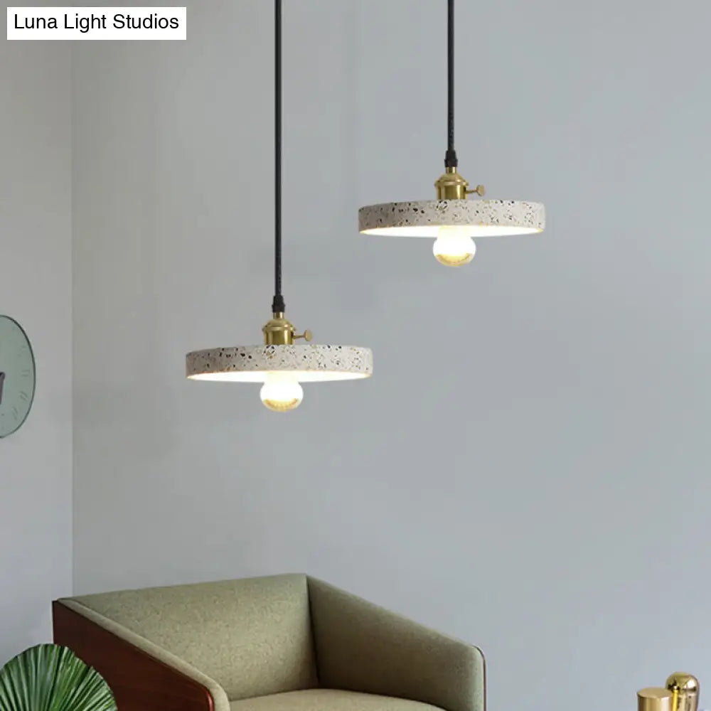 Terrazzo Nordic Style Single-Bulb Pendant Ceiling Light - Geometric Suspension Lighting White /