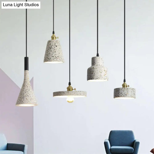 Nordic Terrazzo Geometric Pendant Light With Single White Bulb