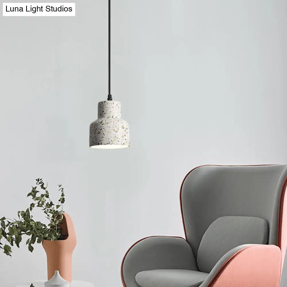 Terrazzo Nordic Style Single-Bulb Pendant Ceiling Light - Geometric Suspension Lighting White / Barn