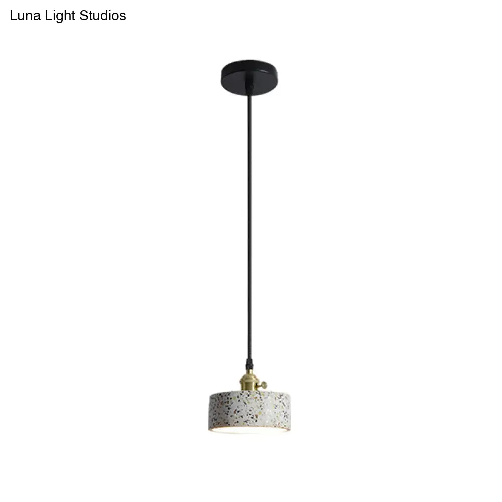 Nordic Terrazzo Geometric Pendant Light With Single White Bulb