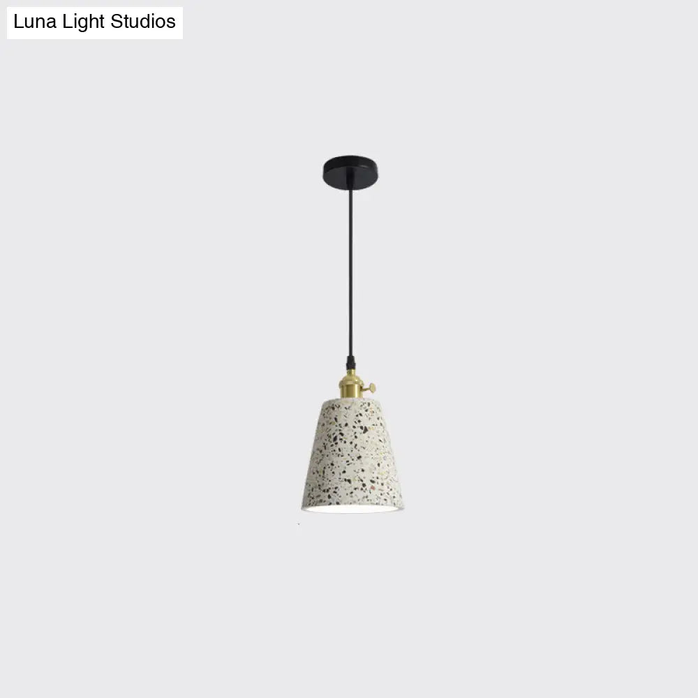 Terrazzo Nordic Style Single-Bulb Pendant Ceiling Light - Geometric Suspension Lighting White / Cone