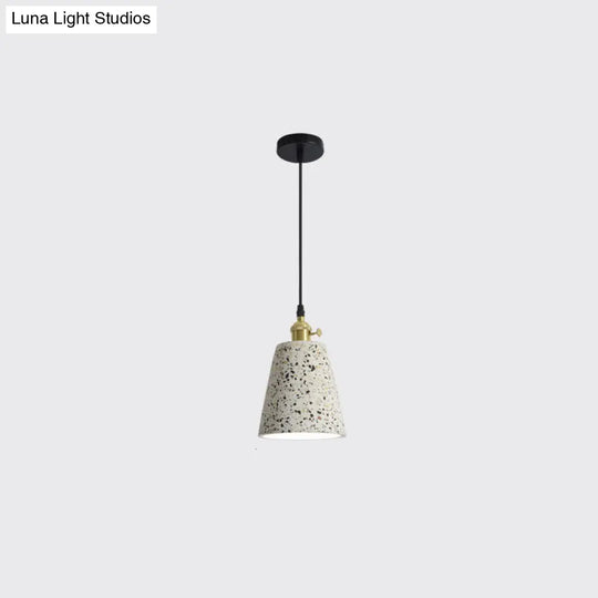 Terrazzo Nordic Style Single-Bulb Pendant Ceiling Light - Geometric Suspension Lighting White / Cone