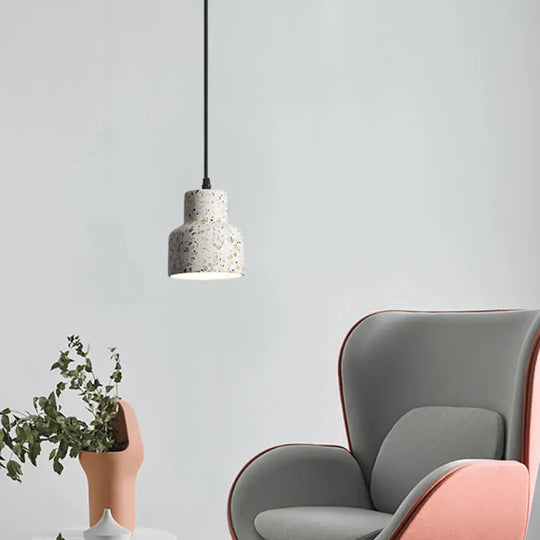 Nordic Terrazzo Geometric Pendant Light With Single White Bulb / Barn