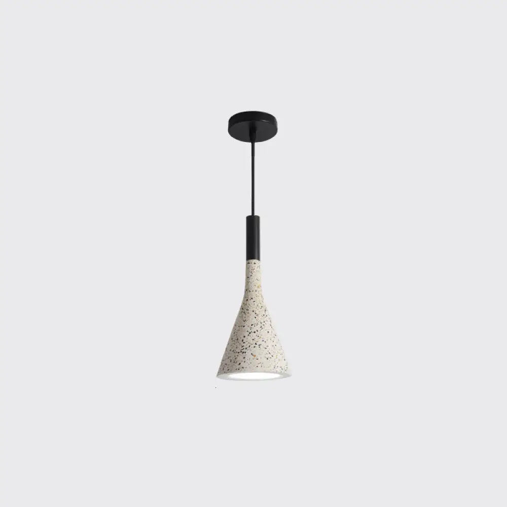 Nordic Terrazzo Geometric Pendant Light With Single White Bulb / Funnel