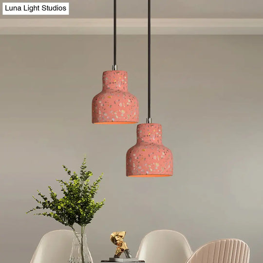Terrazzo Hanging Lamp: Black/Red/Pink Nordic Pendant Light For Dining Table - Single Bulb Down