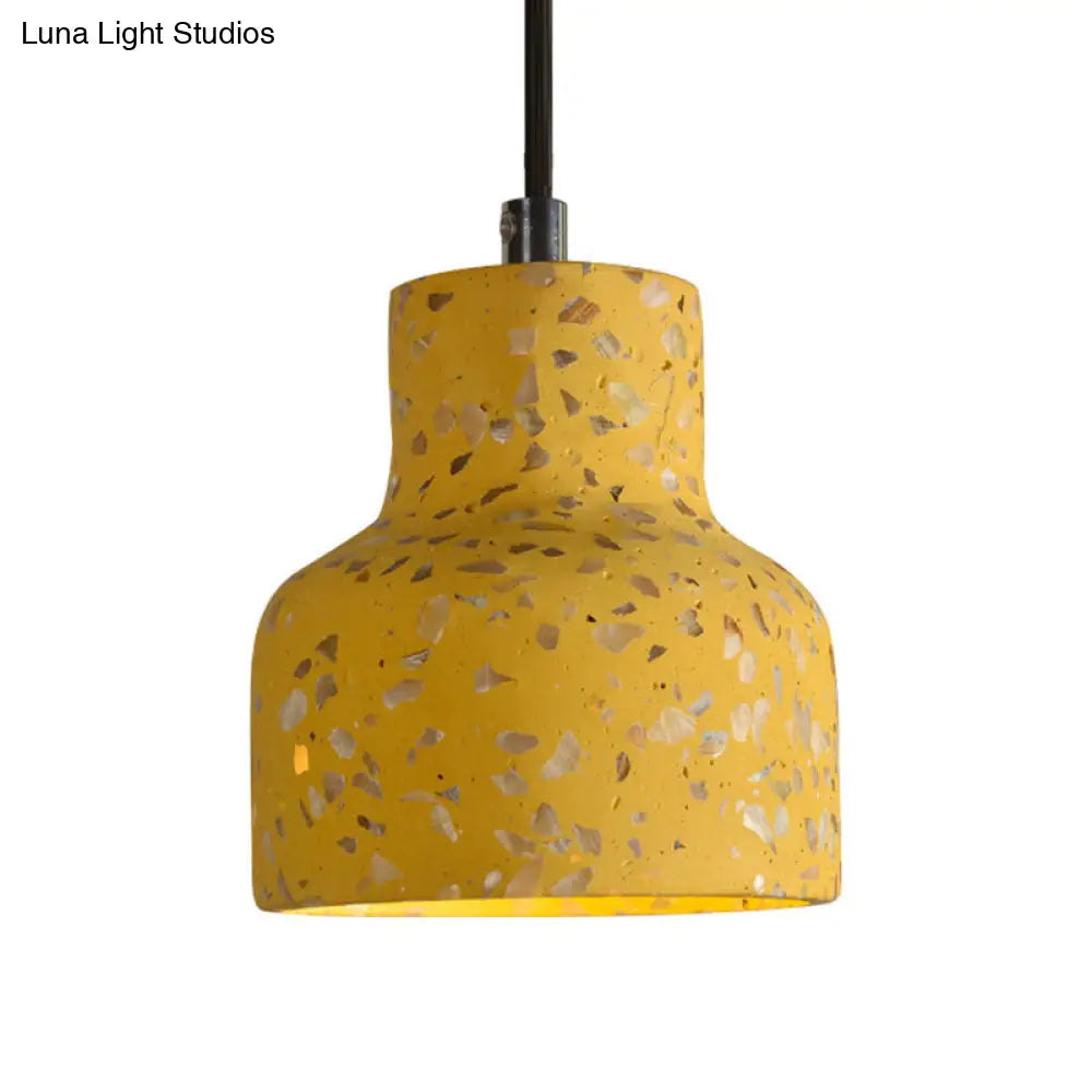 Terrazzo Hanging Lamp: Black/Red/Pink Nordic Pendant Light For Dining Table - Single Bulb Down