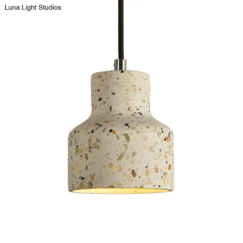 Terrazzo Hanging Lamp: Black/Red/Pink Nordic Pendant Light For Dining Table - Single Bulb Down