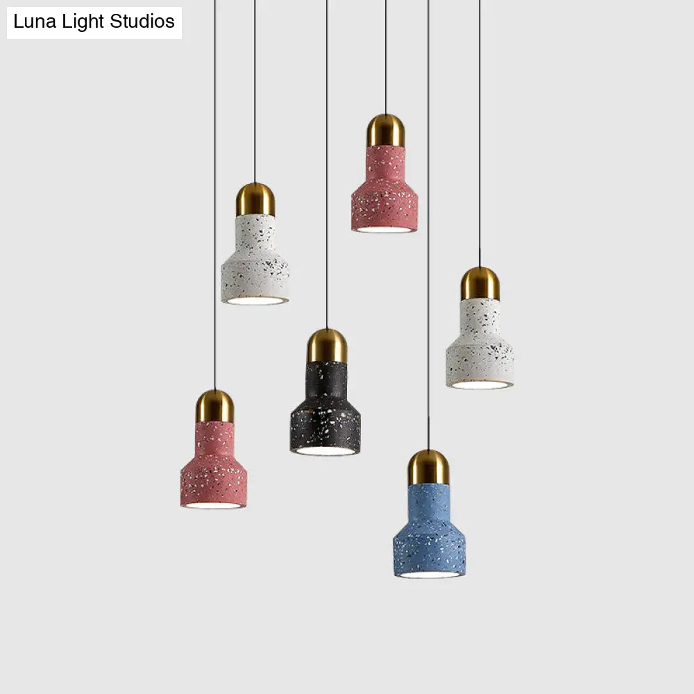 Nordic Terrazzo Pendant Lamp With Down Lighting And Flashlight Design