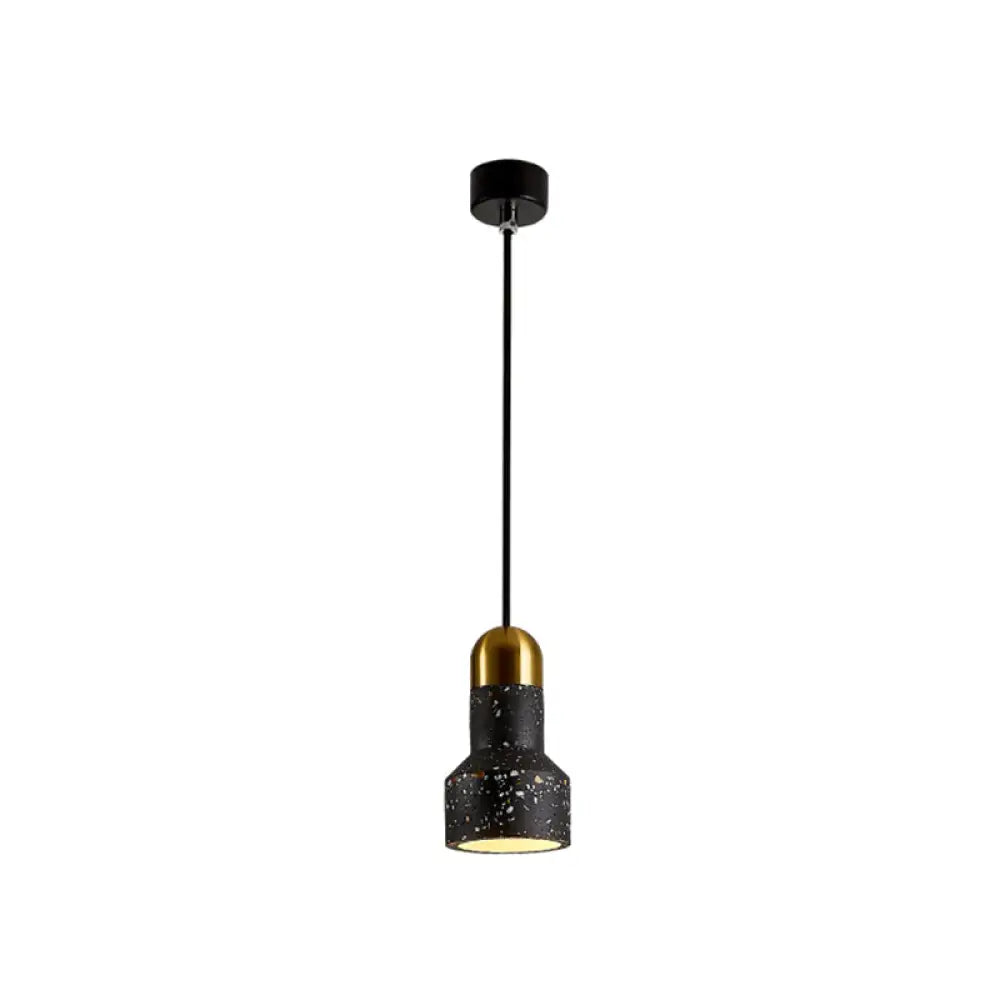 Nordic Terrazzo Pendant Lamp With Down Lighting And Flashlight Design Black