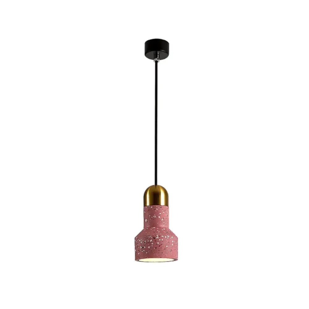 Nordic Terrazzo Pendant Lamp With Down Lighting And Flashlight Design Pink